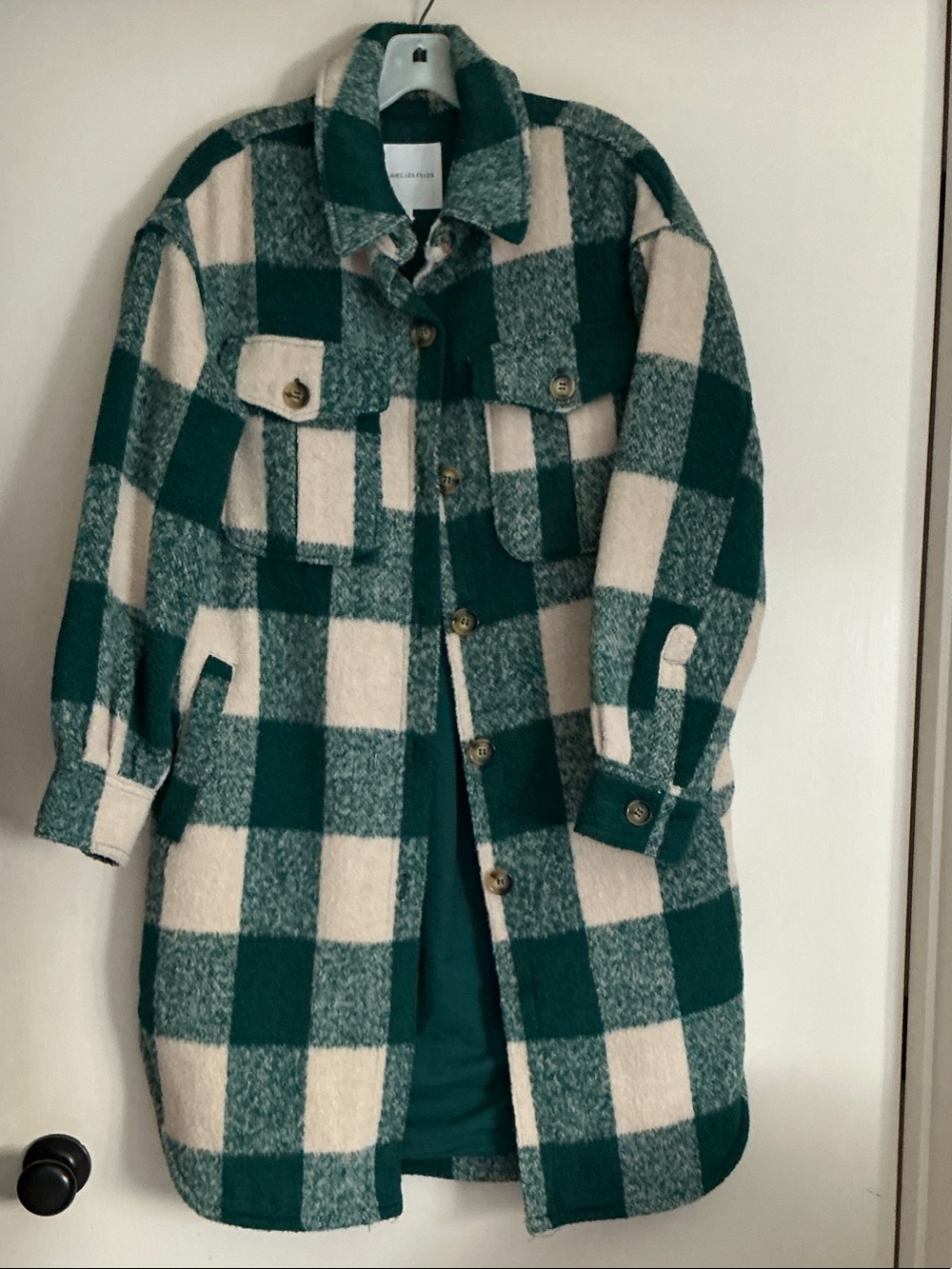 Plaid Green and Cream Womens Shacket